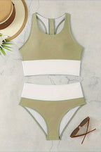 Open-Back Sleeveless Bikini Set with a Front Zip