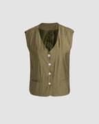 Button-Detail Sleeveless Vest