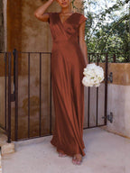 Satin Mermaid Dress with a V-Neck