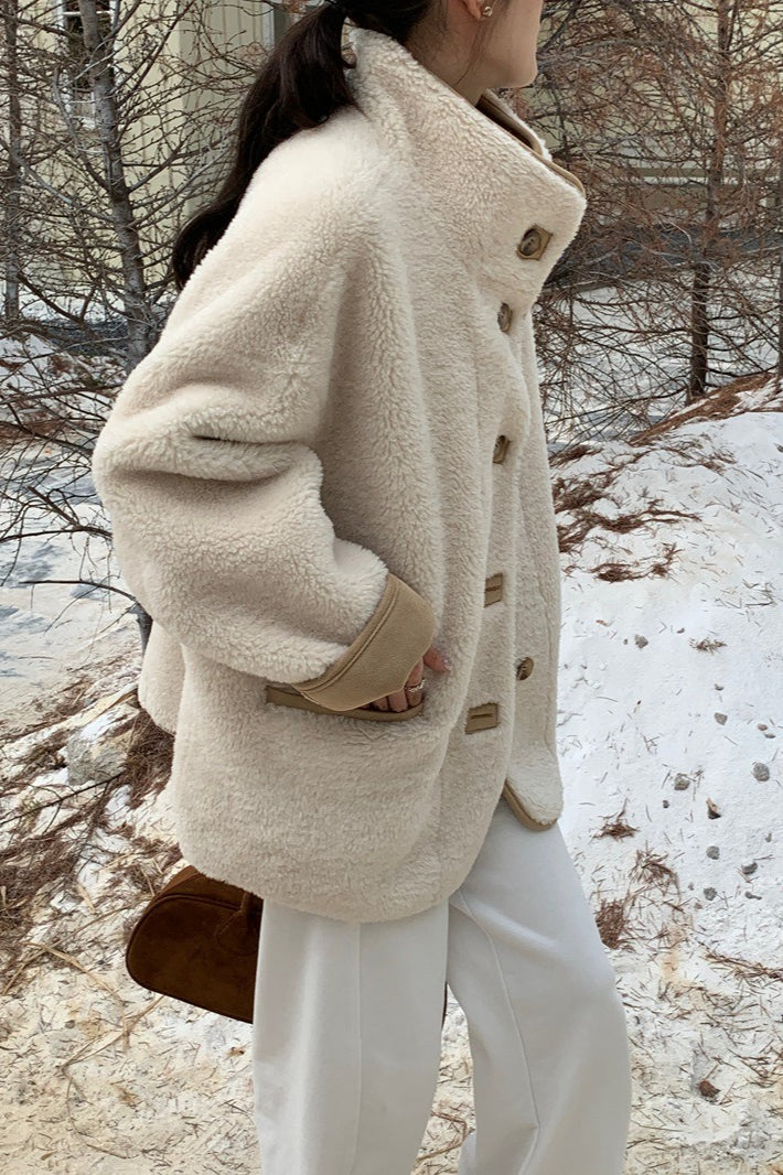 Cropped Coat with a High Neck