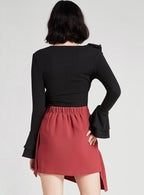 Pink Asymmetric Shirt with Ruffle Details