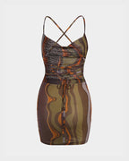 Printed Mesh Sleeveless Dress