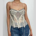 Strappy Open-Back Ruffled Cami Top