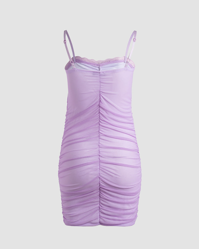 Mesh Dress with Ruched Details