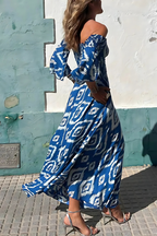 A-Line Smocked Dress with an Off-Shoulder Neck