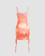 Tie-Dye Strappy Short-Sleeve Dress