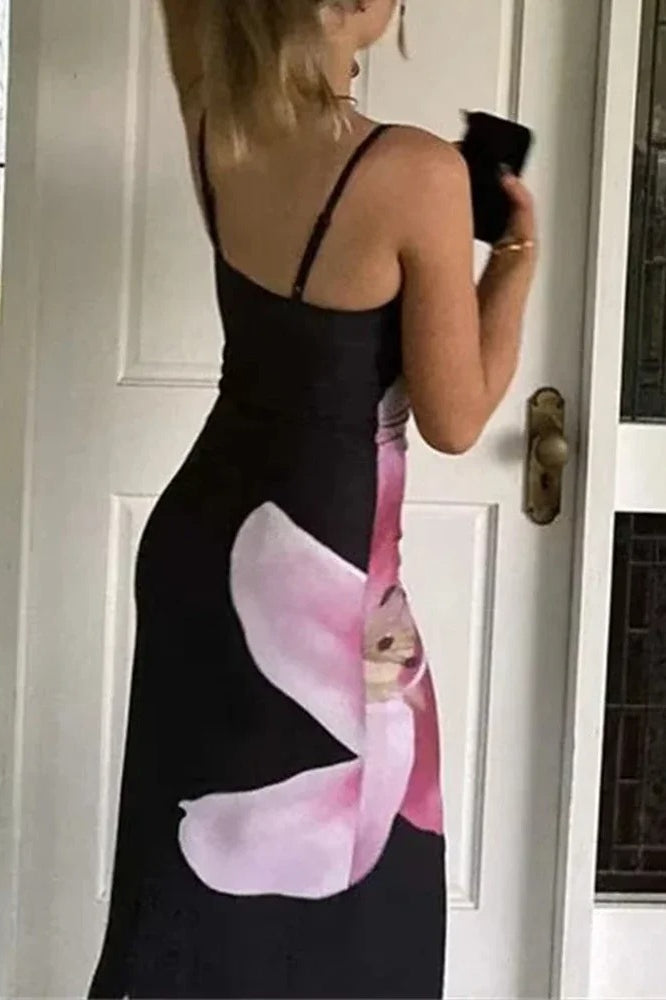 Spaghetti-Strap Sleeveless Floral Maxi Dress