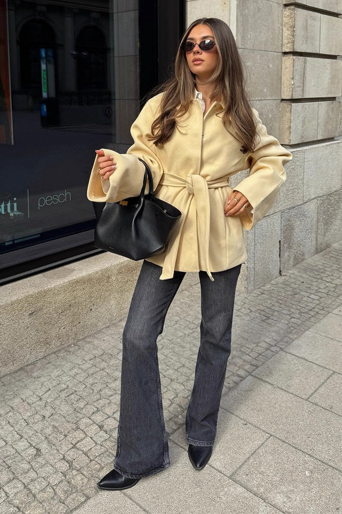 Tie-Waist Wool Coat