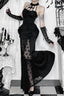 Halterneck Mid-Rise Gothic Maxi Dress
