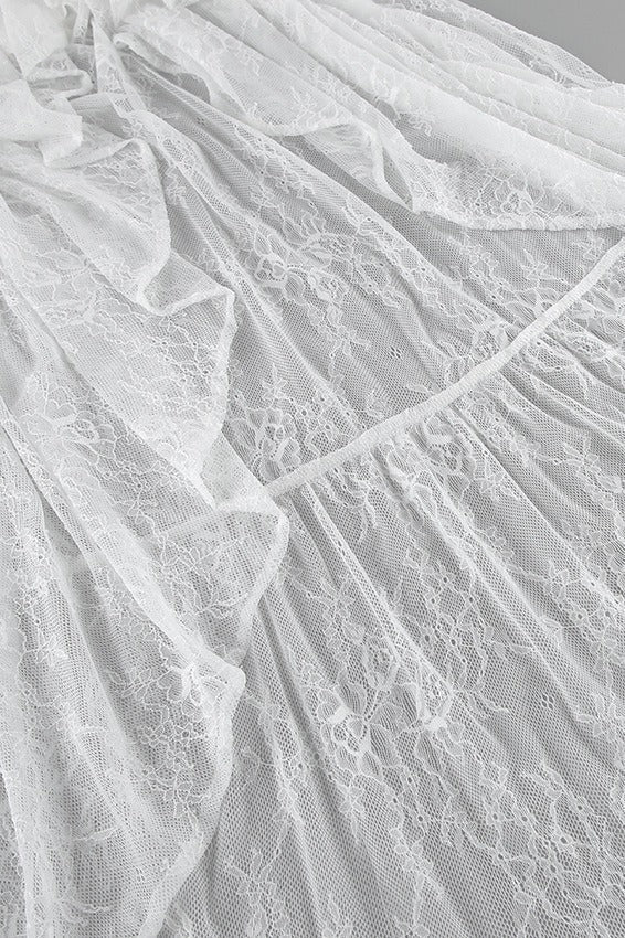 Lace Ruffled Sheer Skirt