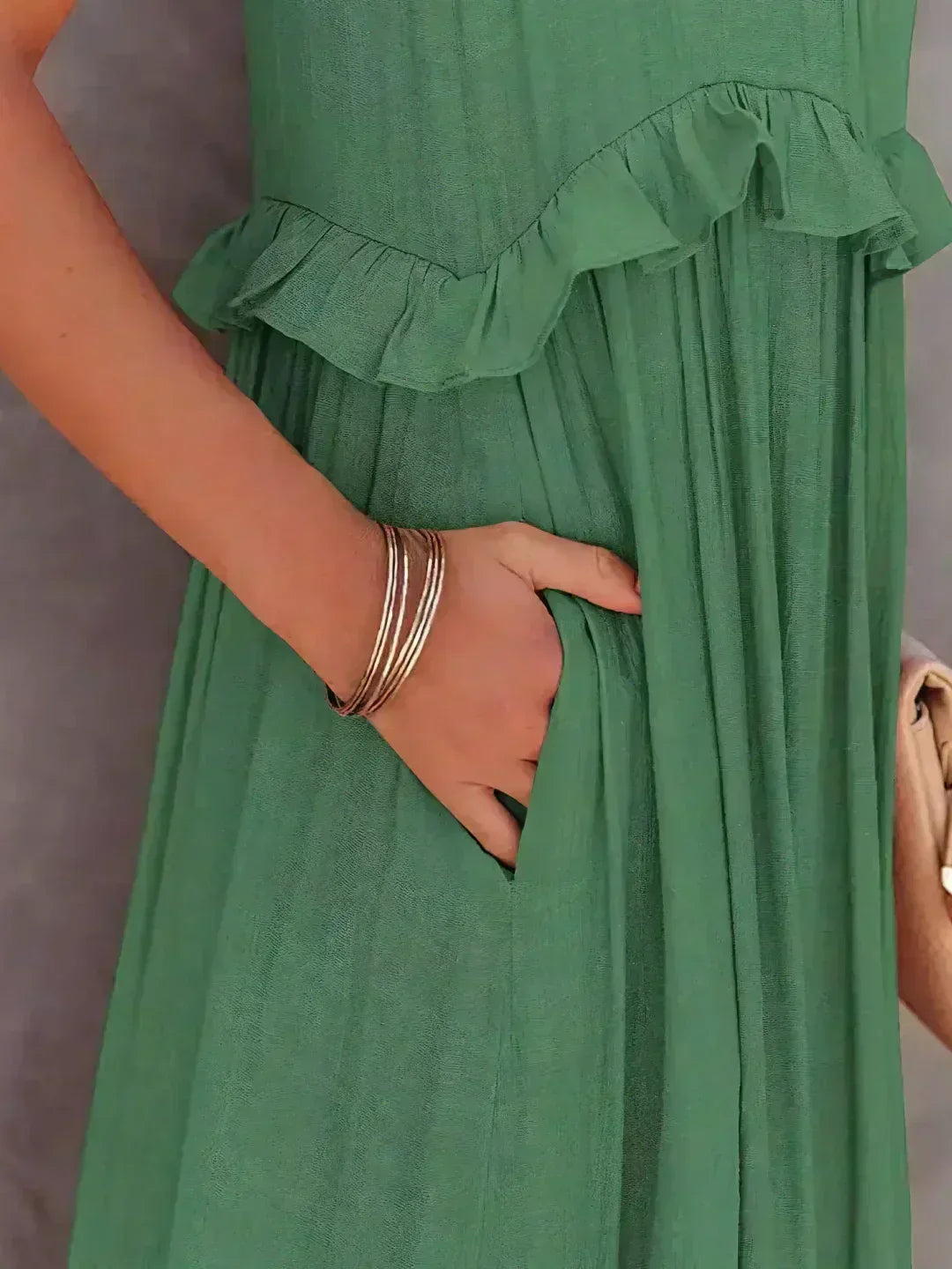 Halterneck Fitted Maxi Dress with Ruffle Details