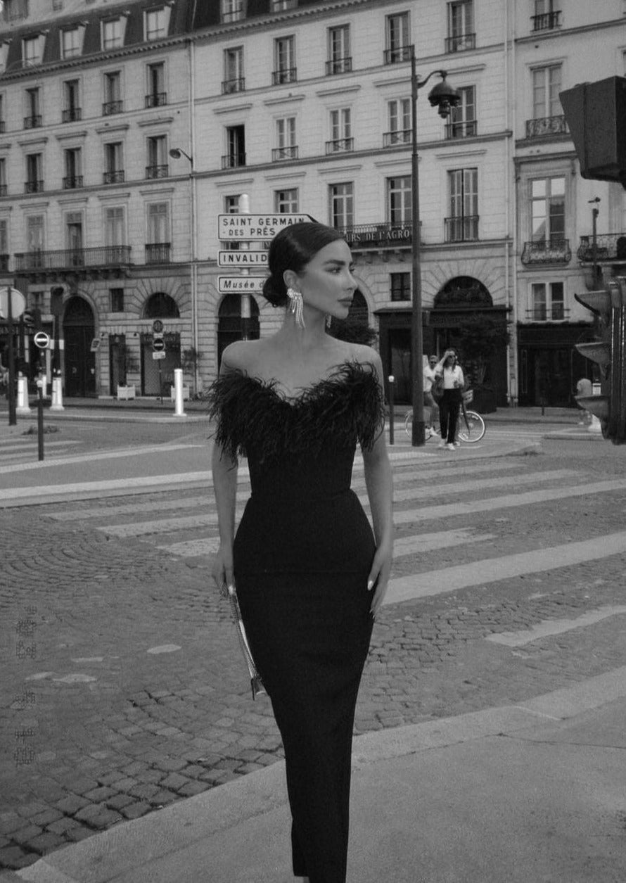 Dress with Feather Details
