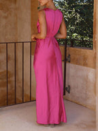 Open-Back Sleeveless Dress with a Plunging V-Neck