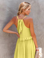 Tiered High-Low Maxi Dress with Ruffle Details