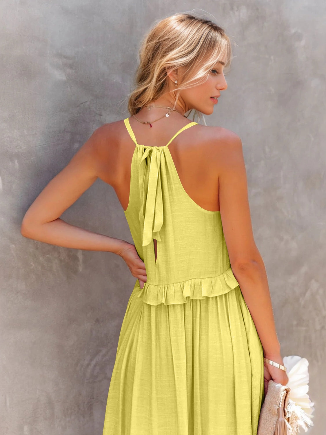Tiered High-Low Maxi Dress with Ruffle Details