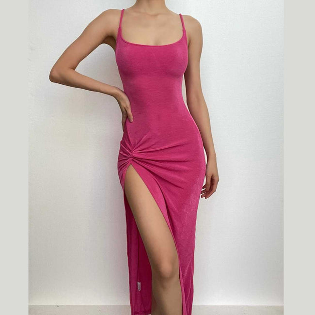 Strappy Open-Back Knotted Midi Dress with a Scoop Neck Main image