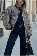 Relaxed-Fit Long-Sleeve Jacket with Zip Details
