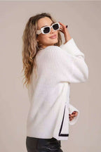 V-Neck Knit Pocket-Detail Cardigan