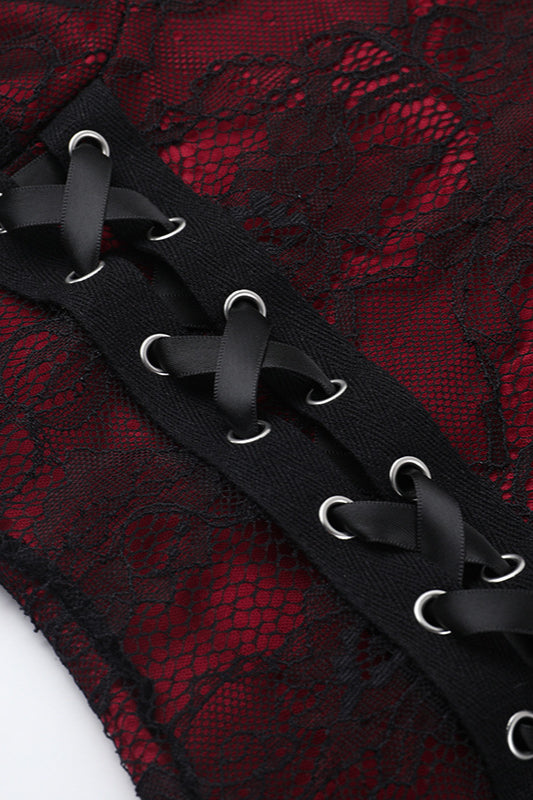 Strappy Layered Gothic Dress with Lace Details