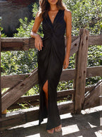 Open-Back Sleeveless Dress with a Plunging V-Neck