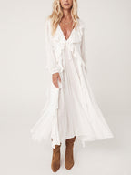 Balloon-Sleeve Retro Dress with Lace Details