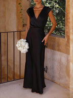 Satin Mermaid Dress with a V-Neck