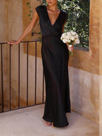 Satin Mermaid Dress with a V-Neck