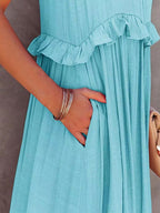 Tiered High-Low Maxi Dress with Ruffle Details