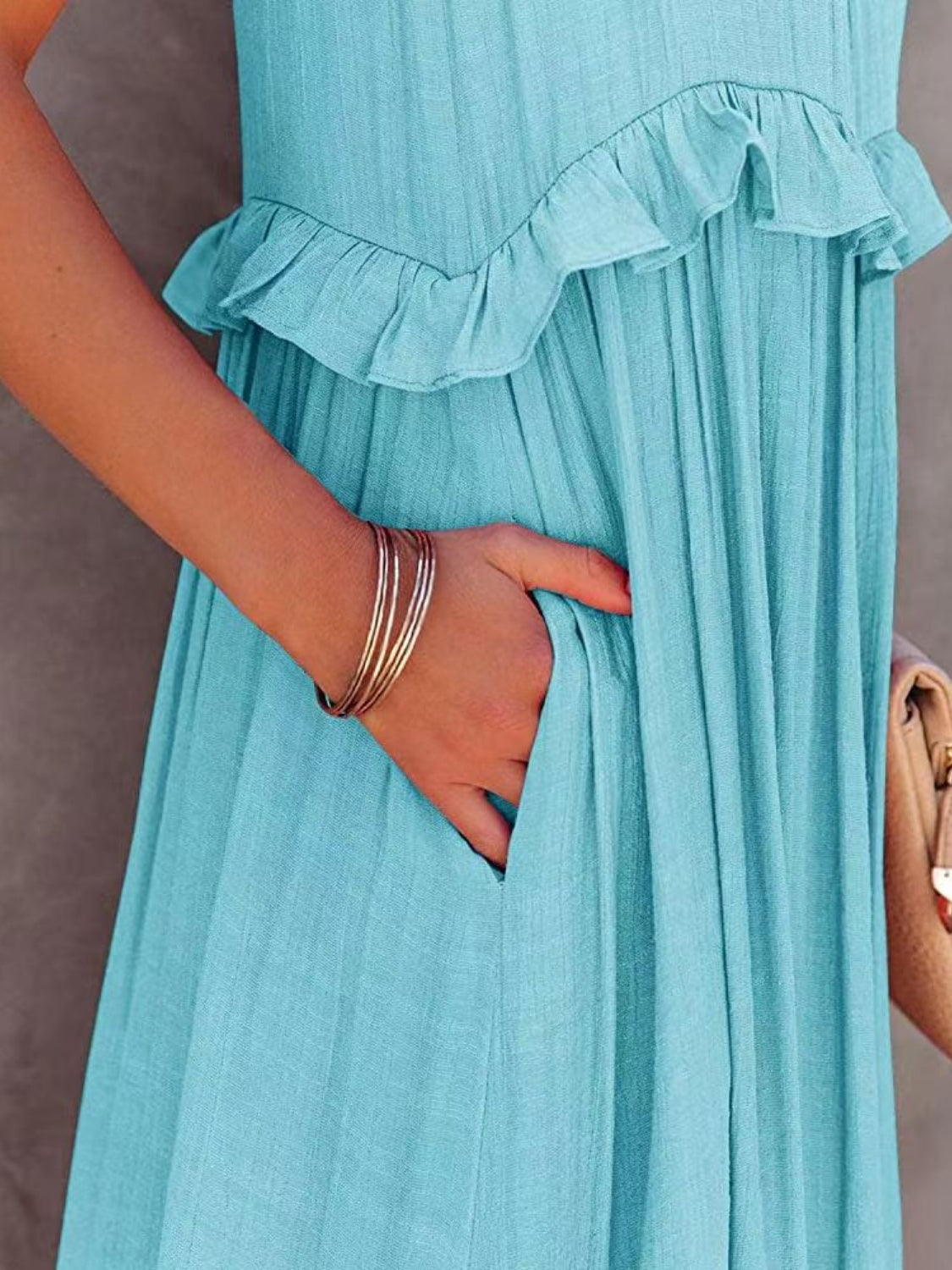 Tiered High-Low Maxi Dress with Ruffle Details