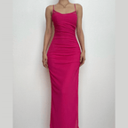 Square-Neck Strappy Open-Back Midi Dress