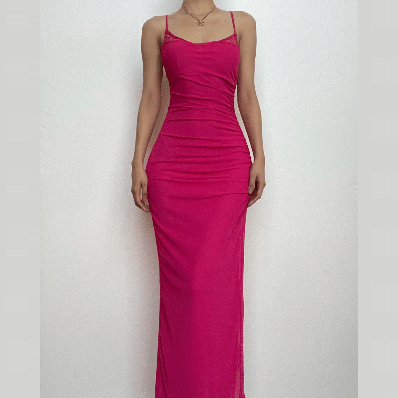 Square-Neck Strappy Open-Back Midi Dress