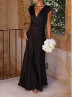 Satin Mermaid Dress with a V-Neck