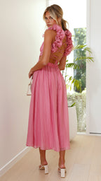 Sheer Maxi Dress with Ruffle Details