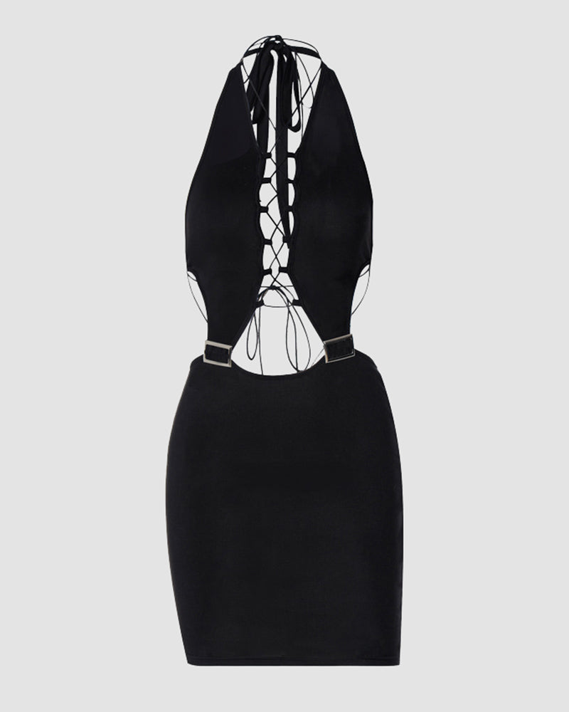 Open-Back Dress with Ribbon Details