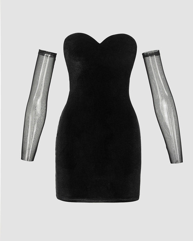 Sweetheart-Neck Mesh Dress Main image