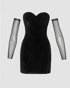 Sweetheart-Neck Mesh Dress