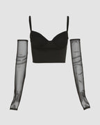 Strappy Cropped Cami Top with Ruched Details