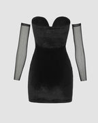 Sweetheart-Neck Mesh Dress