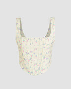 Botanical-Print Corset-Style Strappy Cami Top