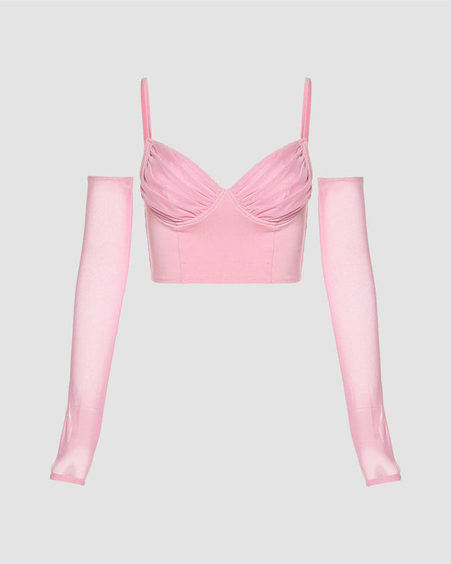 Strappy Cropped Cami Top with Ruched Details Main image