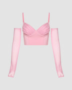 Strappy Cropped Cami Top with Ruched Details