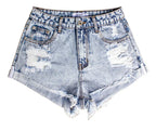 White Denim Pocket-Detail Shorts