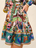 Graffiti-Print Abstract-Print Fitted Mini Dress