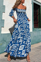 A-Line Smocked Dress with an Off-Shoulder Neck