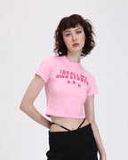 Cropped T-Shirt with Lettering Details
