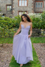 Corset-Style Pleated Midi Dress with an Off-Shoulder Neck