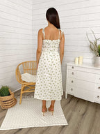 Strappy Bow-Detail Midi Dress with a Split Detail