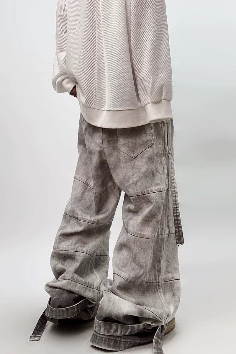 Wide-Leg Denim Washed Jeans