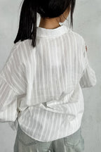 Jacquard Bell-Sleeve Blouse