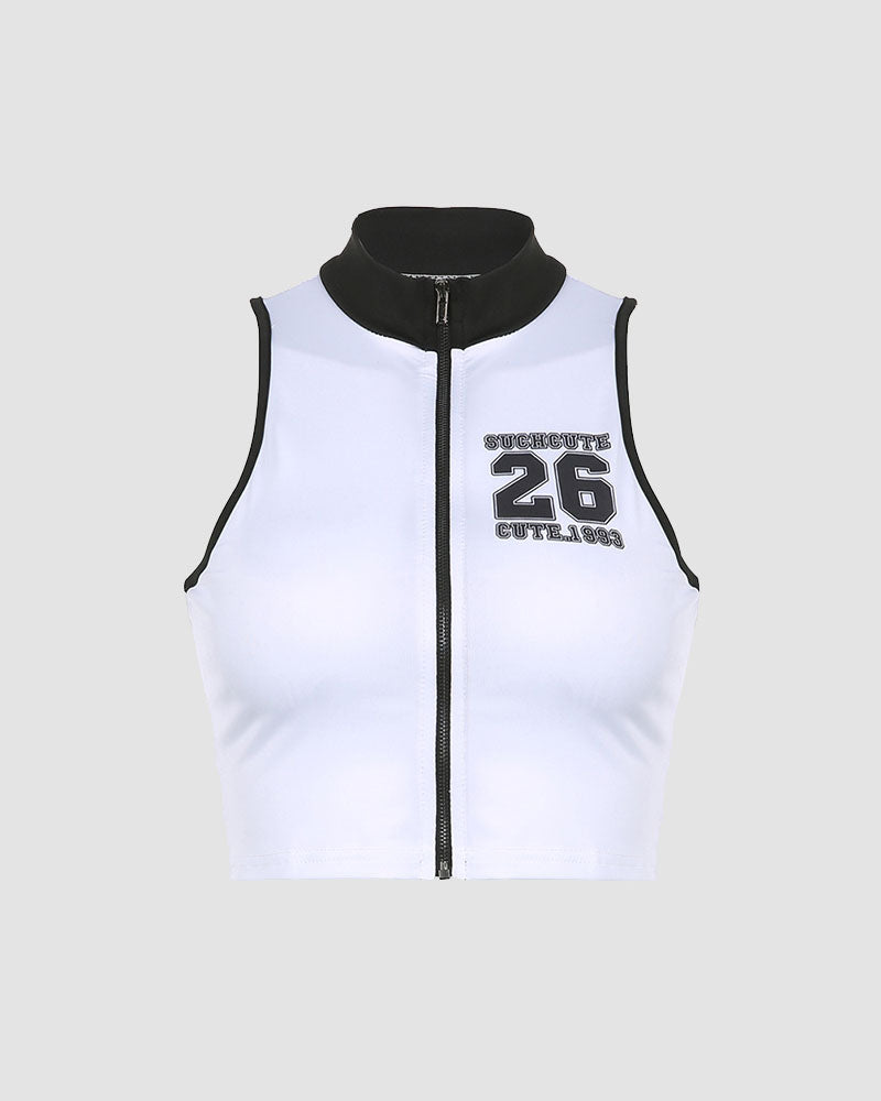 Strappy Zip-Detail Sleeveless Top